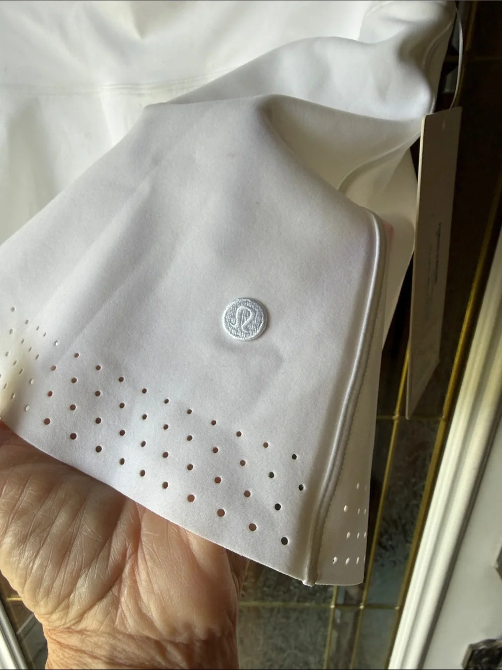 lululemon ventalated high rise  White Laser-Cut Flared Mini Skort